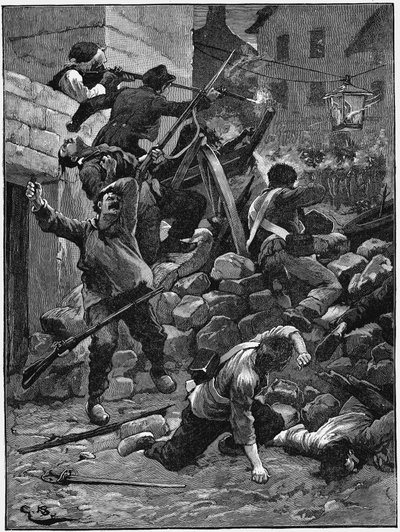 Gevechten bij de barricades, De Julimonarchie, Frankrijk, 1848 ca. 1885 door Unbekannt