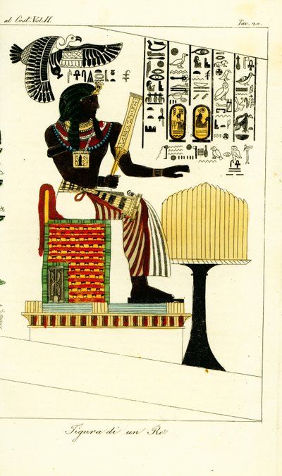 Beeld van een Egyptische koning of farao uit een graf in Thebe ontdekt door Giovanni Battista Belzoni door Unbekannt