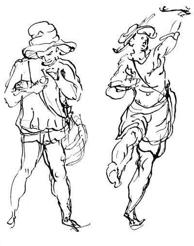 Figuren ontworpen door Inigo Jones voor het masker, 1893 door Unbekannt