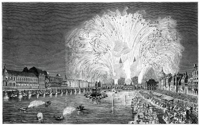 Vuurwerk op de brug, Parijs, 1754, 1885 door Unbekannt