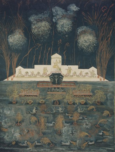 Vuurwerk en verlichting ter gelegenheid van het Verdrag van Abo op 15 september 1743, midden 18e eeuw door Unbekannt