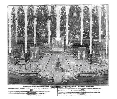 Vuurwerk ter gelegenheid van de kroning van Anna Ioannovna op 30 april 1730 door Unbekannt