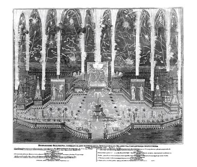 Vuurwerk ter gelegenheid van de kroning van Anna Ioannovna op 30 april 1730, 1730 door Unbekannt