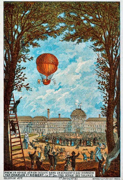 Eerste luchtreis door Charles en Robert, Parijs, Frankrijk, 1783 1890s door Unbekannt
