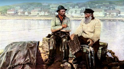 Vissers, vissersdorp Molle, op de kliffen van Kullen in het Kattegat, Zweden, c1923 door Unbekannt