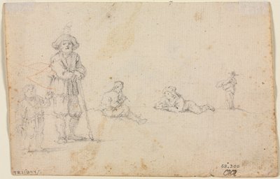 Vijf Figurenstudies, 1600s door Unbekannt