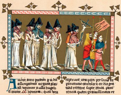 Flagellanten in de Nederlandse stad Doornik, 1349 door Unbekannt