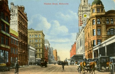 Flinders Street, Melbourne, Victoria, Australië, ca. 1900s door Unbekannt