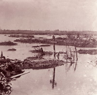 Overstroming, Vlaanderen, België, c1914-c1918 door Unbekannt