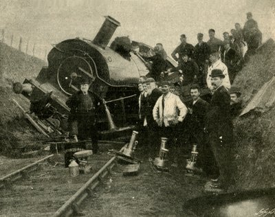 Overstromingen v. Spoorweg Locomotief - Een instorting nabij St. Erth, 1901 door Unbekannt