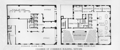 Plattegronden, Kamer van Koophandel Gebouw, Newark, New Jersey, 1924 door Unbekannt