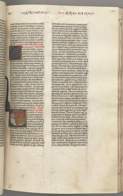 Fol. 190r, Tobit, gehistorieerde initiaal T, Tobit slapend op een bed, ca. 1275-1300 door Unbekannt