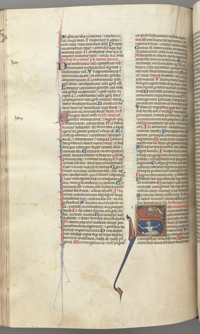 Fol. 224v, Psalm 68, gehistorieerde initiaal S, David in het water die tot God boven roept, ca. 1275-1300 door Unbekannt