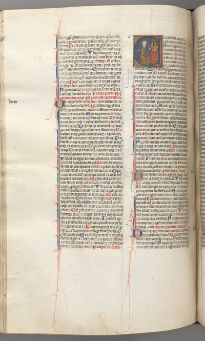 Fol. 227v, Psalm 80, gehistorieerde initiaal E, David slaat een beiaard van hel, c. 1275-1300 door Unbekannt