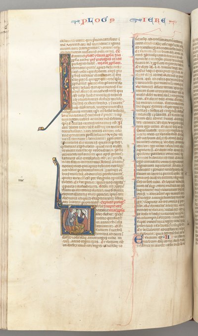 Fol. 292v, Jeremia, gehistorieerde initiaal V, de steniging van Jeremia, ca. 1275-1300 door Unbekannt