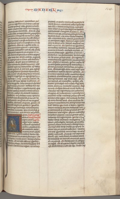Fol. 341r, Daniël, gehistorieerde initiaal A, Daniël in de leeuwenkuil, ca. 1275-1300 door Unbekannt