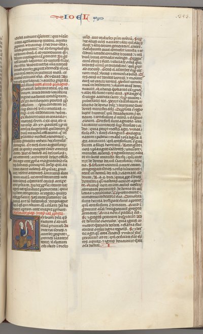 Fol. 353r, Joel, gehistorieerde initiaal V, Joel zittend met een rol, buste van God erboven, c. 1275-1300 door Unbekannt