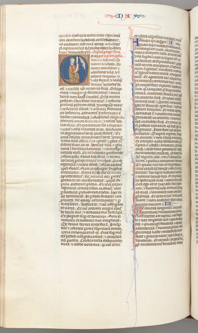 Fol. 360v, Nahum, gehistorieerde initiaal O, Nahum knielend met een rol, buste van God erboven, ca. 1275-13 door Unbekannt