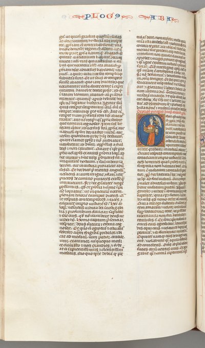 Fol. 361v, Habbakuk, gehistorieerde initiaal O, Habbakuk met een mand en twee stenen..., c. 1275-130 door Unbekannt