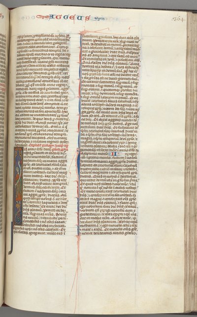 Fol. 364r, Haggai, gehistorieerde initiaal I, Haggai met een rol staand op een hybride, c. 1275-1300 door Unbekannt
