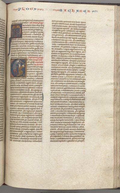 Fol. 370r, Makkabeeën I, gehistorieerde initiaal E, Mathathias doodt de afgodische Jood, ca. 1275-1300 door Unbekannt