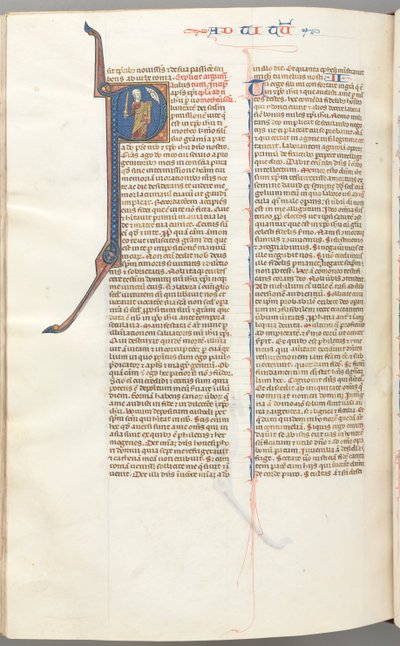 Fol. 457v, Timoteüs II, gehistorieerde initiaal P, Paulus spreekt tot de buste van God boven, ca. 1275-1300 door Unbekannt