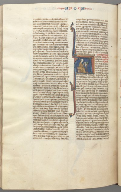 Fol. 482v, Openbaringen, gehistorieerde initiaal A, Johannes zittend aan een bureau schrijvend..., ca. 1275-1300 door Unbekannt