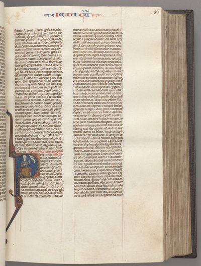 Fol. 86r, Rechters, gehistorieerde initiaal R, Juda zittend met een boek pratend met God door Unbekannt