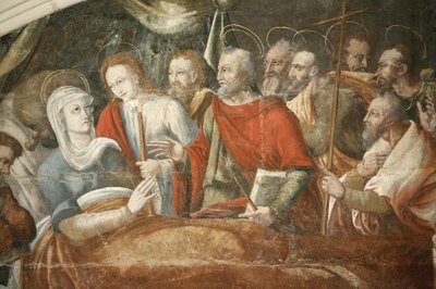 Abdij van Fontevraud kapittelhuis schilderij: Maria