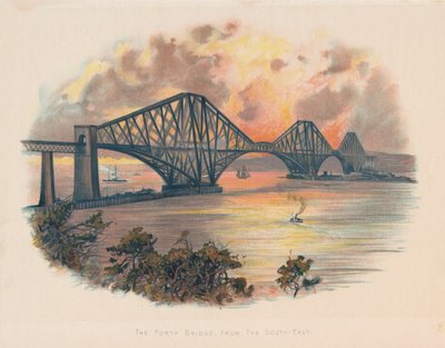 Forth Railway Bridge vanuit het zuidoosten, Schotland, ca. 1895 door Unbekannt