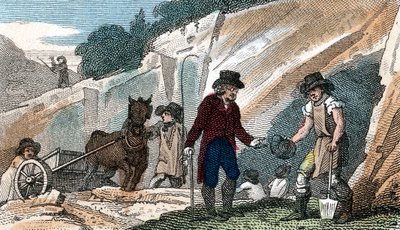 Fossielen zoeken in de Cherry Hinton krijtgroeve, Cambridgeshire, 1822 door Unbekannt