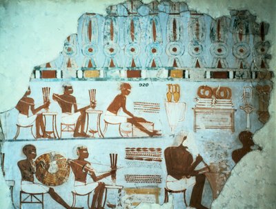 Fragment van beschilderd pleisterwerk uit het graf van Sebekhotep, uit Thebe, Egypte, 18e dynastie, ca. 1400 v.Chr. door Unbekannt
