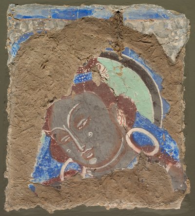 Fragment met een hoofd van Bodhisattva, 600-650 door Unbekannt