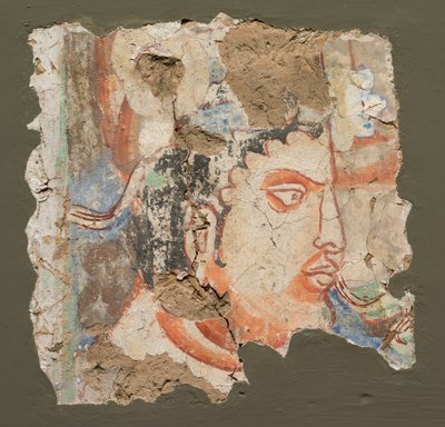 Fragment met een Hoofd van Bodhisattva, c. 600-650 door Unbekannt