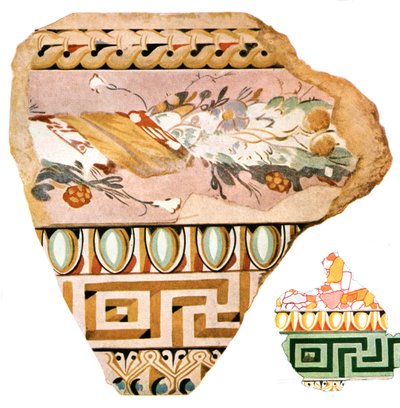 Fragmenten van decoratie uit Delos, Griekenland, 1928 door Unbekannt