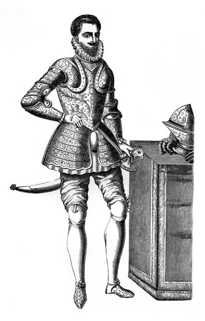 François, hertog van Anjou en Alençon, in damasceense wapenrusting, 16e eeuw, 1870 door Unbekannt