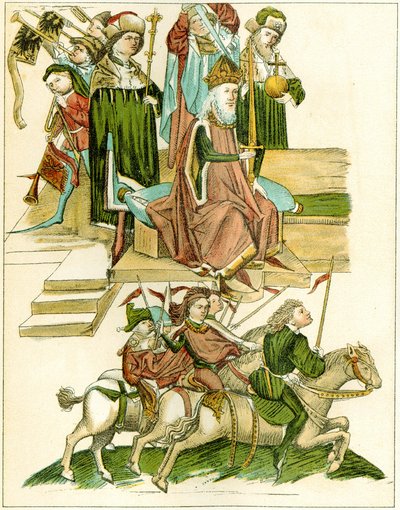 Frederik I ontvangt Brandenburg Kopie van een Illustratie uit de geïllustreerde kroniek van Richental, c. 1440 door Unbekannt