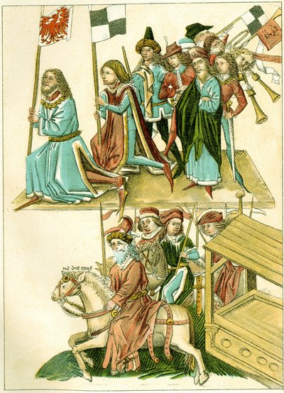 Frederik I ontvangt Brandenburg Kopie van een Illustratie uit de Richentals geïllustreerde kroniek, c. 1440 door Unbekannt