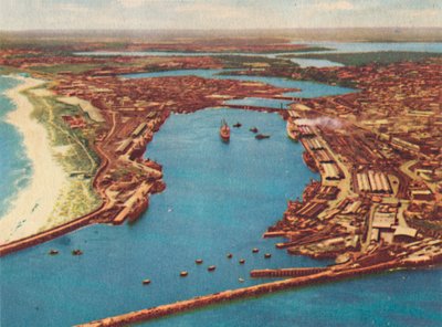 Fremantle Haven vanuit de lucht, ca. 1947 door Unbekannt