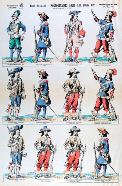Frans leger, musketiers van Lodewijk XIII en Lodewijk XIV, 17e eeuw door Unbekannt