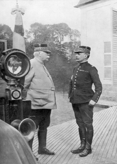 Franse Eerste Wereldoorlog generaals Joseph Joffre en Ferdinand Foch, Vlaanderen, 1914 door Unbekannt