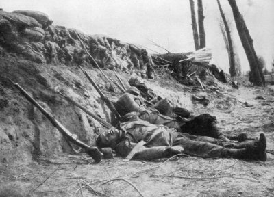 Franse Zouave-infanterie gedood door gas, Tweede Slag om Ieper, België, 22 april 1915, 1929 door Unbekannt