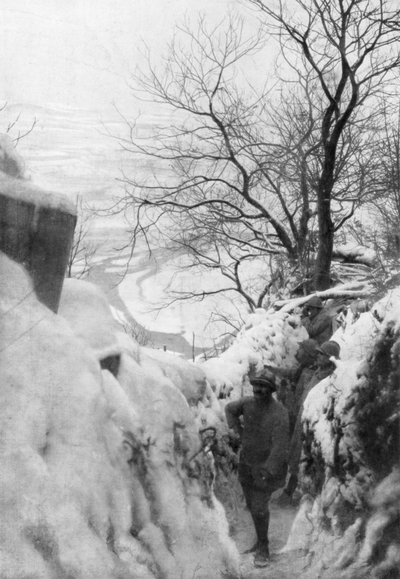 Franse loopgraven aan de Piave-rivier, Italiaanse front, december 1917 door Unbekannt