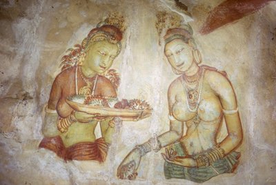 Fresco/Dames van Sigiriya/Sri Lanka door Unbekannt