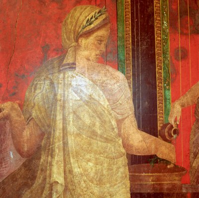 Fresco Detail, Bedienaar die een Dienblad met Eten Draagt, 1e Eeuw v.Chr. door Unbekannt