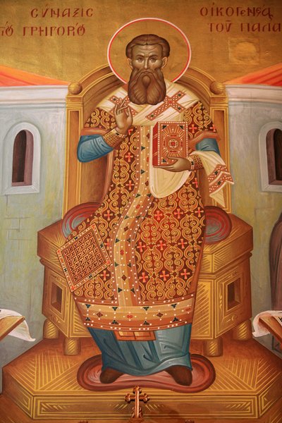 Fresco in de Grieks-orthodoxe kerk van Sint Gregorius Palamas, Thessaloniki, Griekenland door Unbekannt