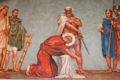 Fresco in de Sint-Pauluskerk: Martelaarschap van Sint-Paulus, Lyon, Frankrijk door Unbekannt