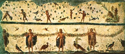 Fries in de eetzaal Triclinium van het huis van Pammachius, Rome, Italië, 1928 door Unbekannt