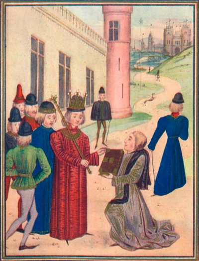 Froissart presenteert zijn boek met liefdesgedichten aan Richard II in 1395 door Unbekannt