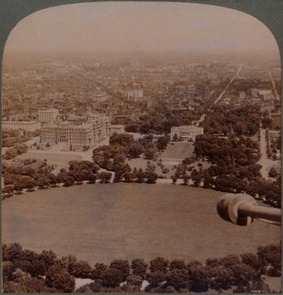 Vanaf het Washington Monument N., het Witte Huis, Schatkist en Ministerie van Buitenlandse Zaken, Washington, VS door Unbekannt